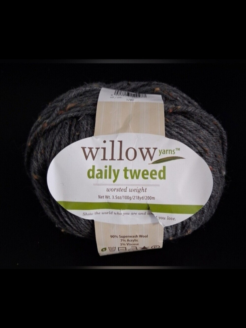 NWT Willow Yarns Daily Tweed Fossil Grey Worsted Superwash Wool Knit Yarn